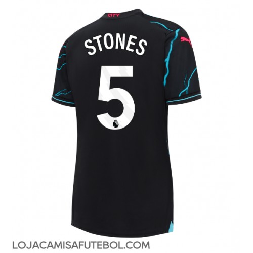 Camisa de Futebol Manchester City John Stones #5 Equipamento Alternativo Mulheres 2023-24 Manga Curta